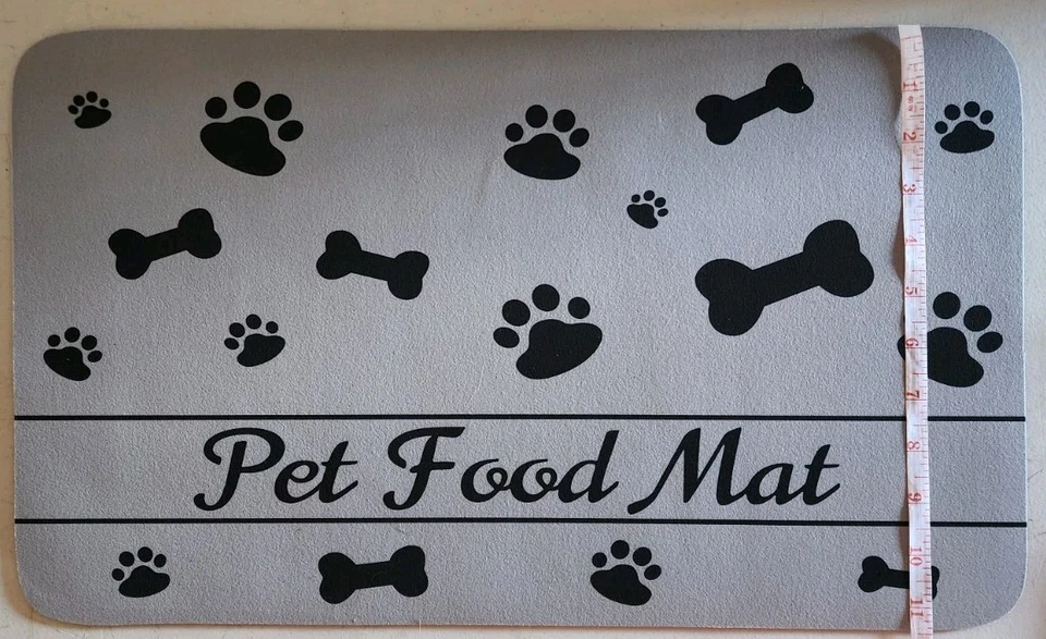 Alfombra de comida/agua para mascotas gris impermeable 23 X 15 pulgadas para perros/gatos Foto 3 de 4