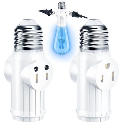 Light Socket to Plug Adapter 2 Pack, 2&3 Prong Light Bulb Outlet Socket Adapt...