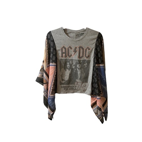 AC/DC Upcycled Kimono Sleeve Tee One If A Kind OSFM | eBay