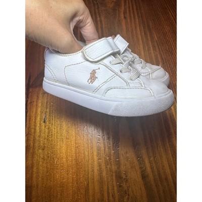 Polo Ralph Lauren Theron IV PS White Rose Gold Toddler Girls Sneakers Size 6