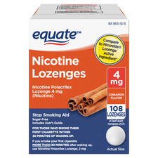 Equate Nicotine Lozenge 4 Mg, Cinnamon Flavor, 108 Count Stop Smoking Aid