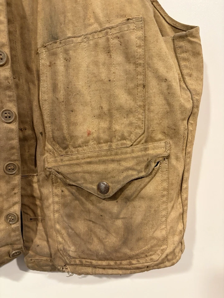 VTG 1940s Filson Vest Game Bird Hunting Jacket | Snap Cotton - Image 3 of 4