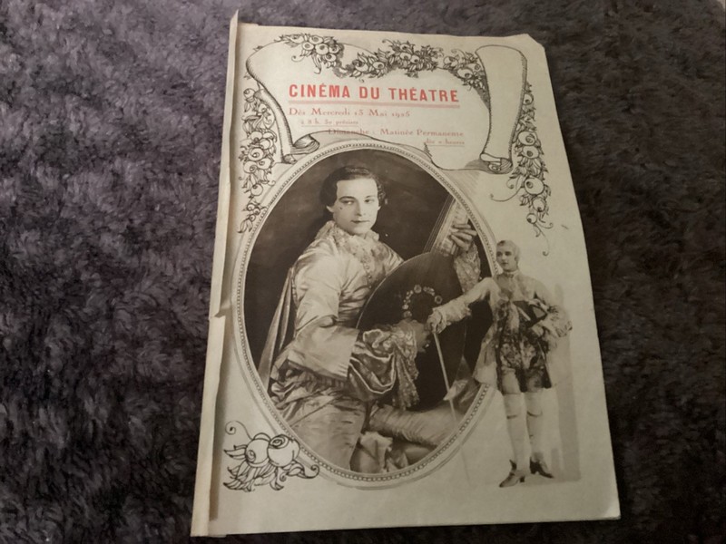 1925 Cinema Du Theatre Playbill Monsieur  Beaucaire Rudolph Valentino Paramount