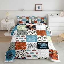 Kids Camper Comforter Set Queen Size Happy Camping Bedding Set for Boys Girls...