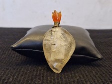 Chine - Snuff bottle cristal de roche et cornaline - décor une pêche et écureil