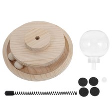 Treat Dispensing Wooden Cat Toy Khaki with Suction Cup for Indoor Stimulation