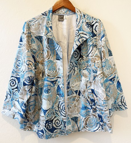 Simply Art by Dolcezza XL Geometric Swirl Knit Lightweight Jacket Has Pockets