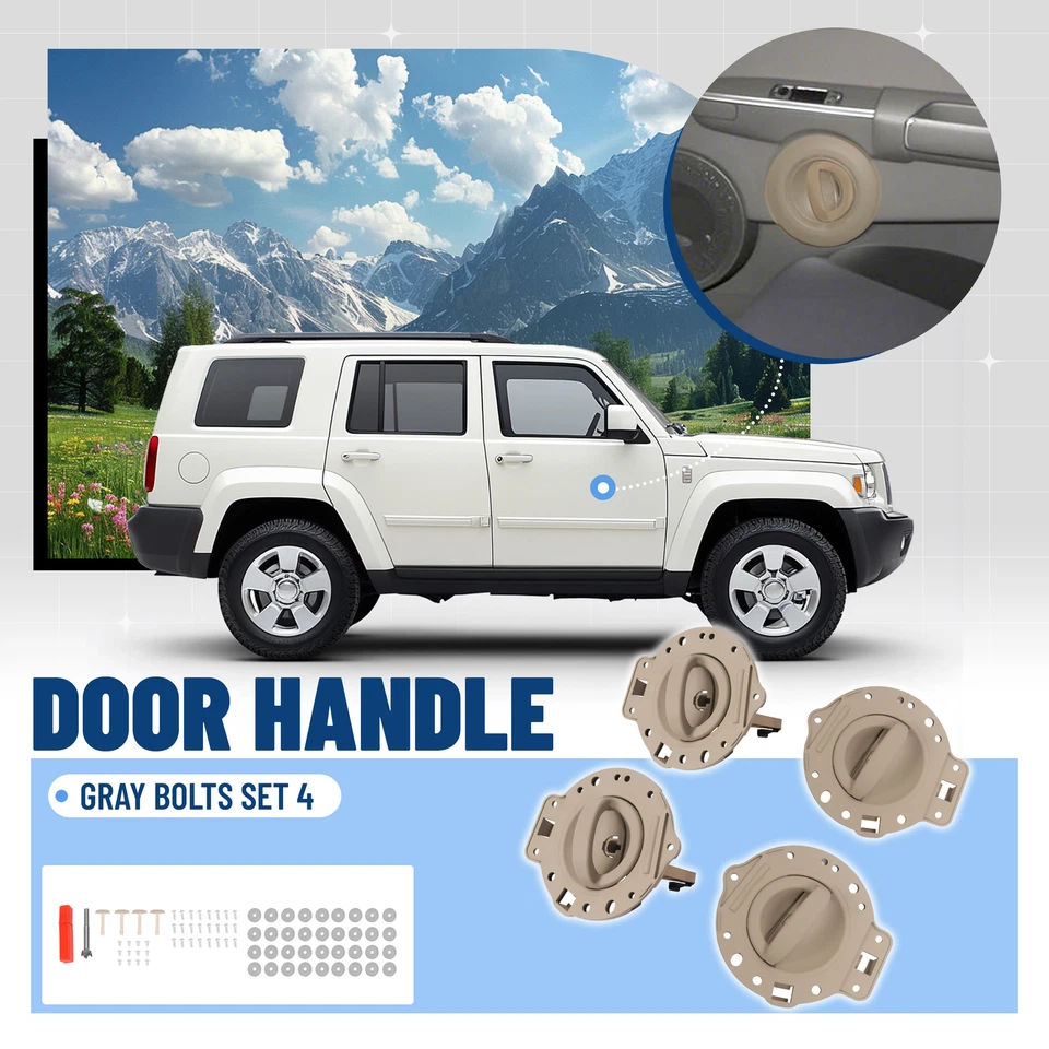 Inner Front Rear Tan Door Handles w/Install Kit 4 For Jeep COMMANDER 2006-2010 - Image 4 of 4