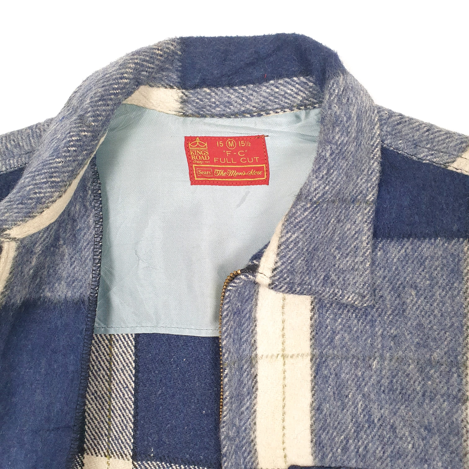 SEARS Wool Jacket Coat Vintage 1970s Plaid Mackinaw Cruiser Mens M image 3