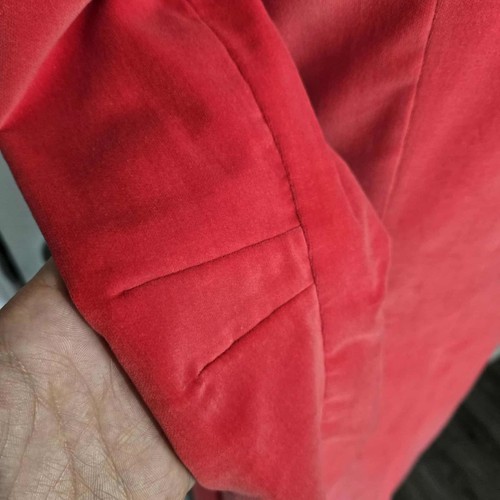 Handmade 1950s Vintage Long Coral Velvet Duster Coat with Buttons Formal 50s - Picture 8 of 9