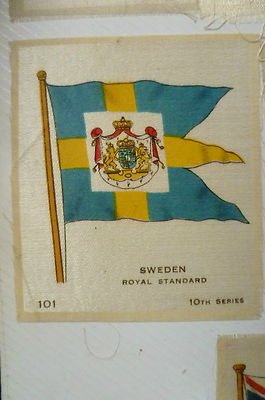 bdv cigarettes silk flags B.D.V. Cigarettes Silk FLAG- SWEDEN ROYAL STANDARD FLAG, 10th Series (7x5  cm)