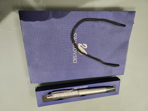 SWAROVSKI CRYSTALS SILVER BALL POINT BLACK PEN BRAND NEW WITH BOX - Picture 6 of 9
