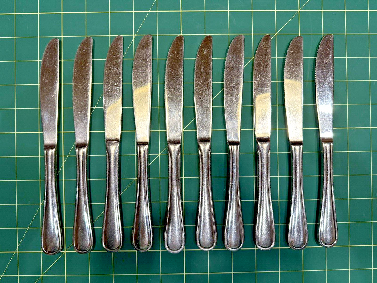 10 Dinner Knife Knives Bon Chef 18/10 Stainless Silverware Flatware Outlined