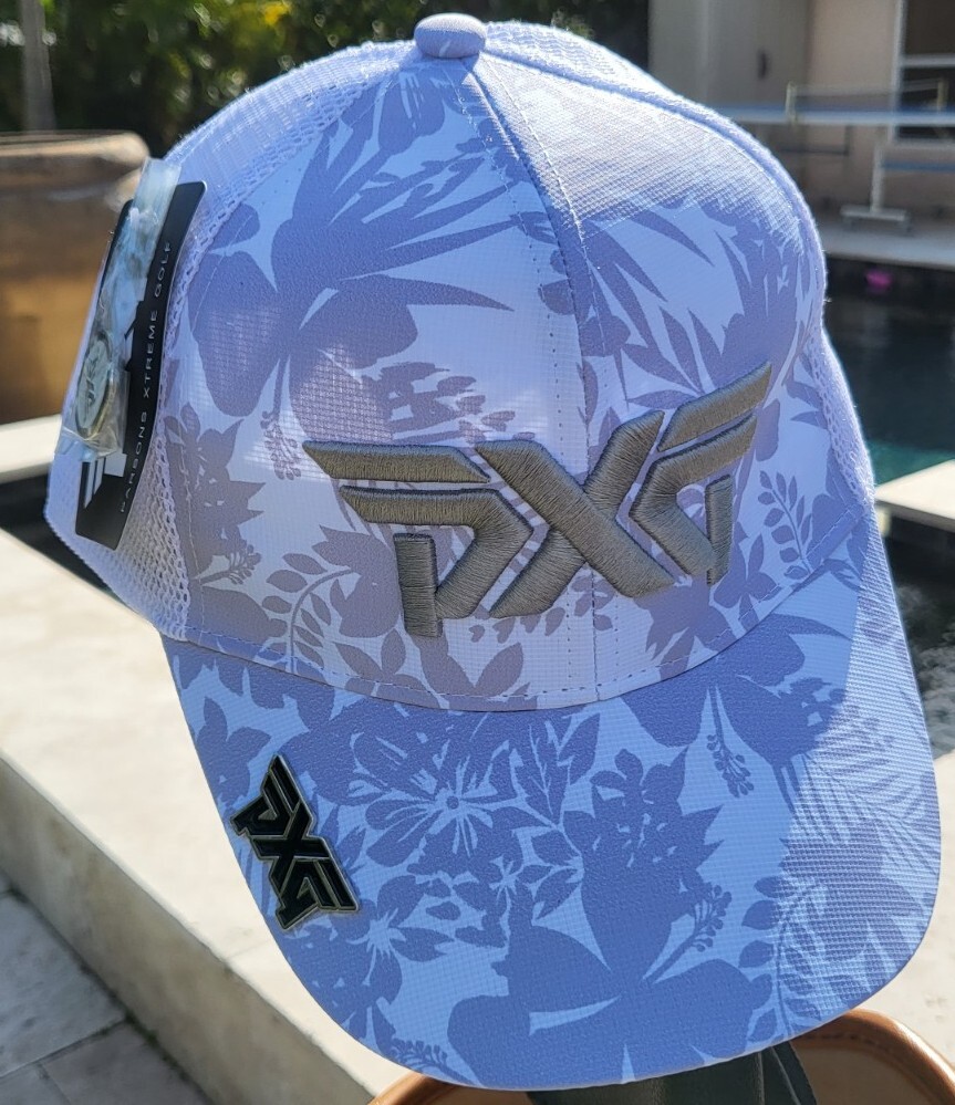 1 NEW PXG White Floral W/ Silver Golf Hat Adjustable Snapback, W/ Ball