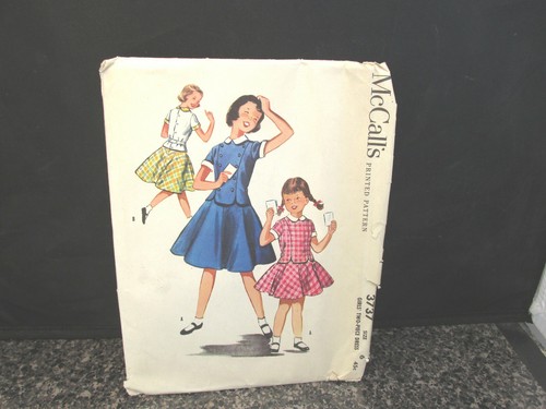 50s VTG McCalls Sewing Pattern 3737 Girls 6 Full Skirt Collar Top w/Btm Scallops - Picture 1 of 2