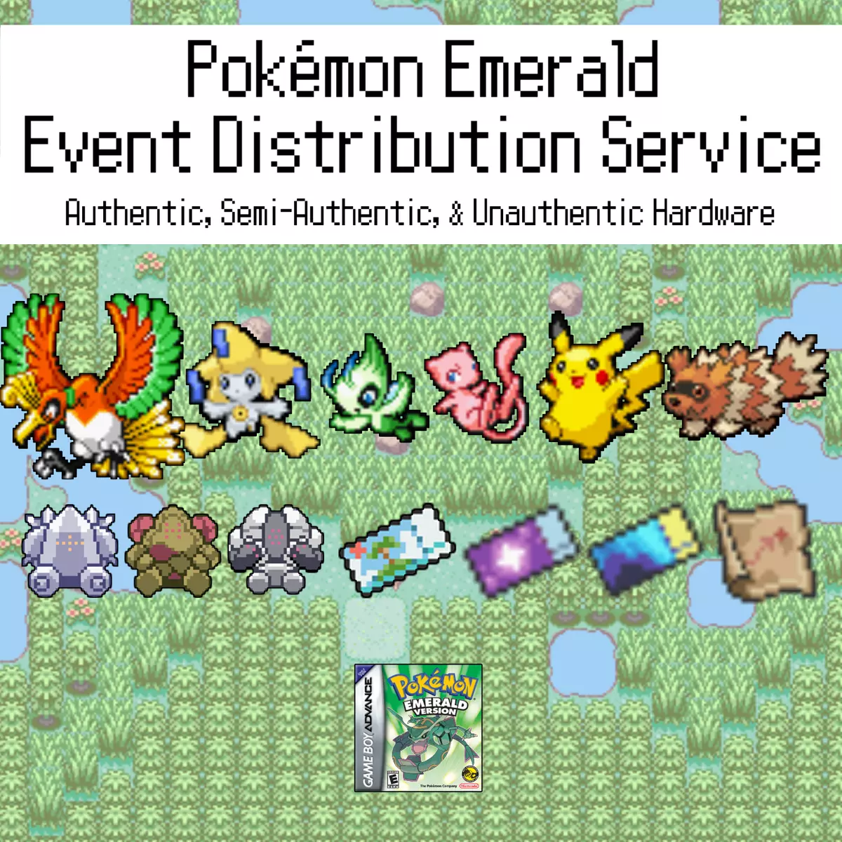 Pokemon Emerald Event Distribution Service: Mystic Aurora Eon Ticket Old  Sea Map