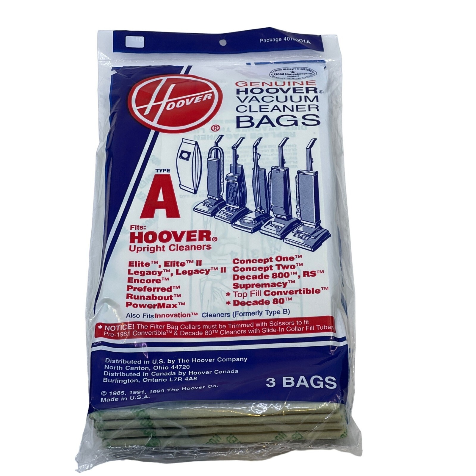 Genuine Hoover Type A Filter Vacuum Bags Fits Upright Cleaners New eBay