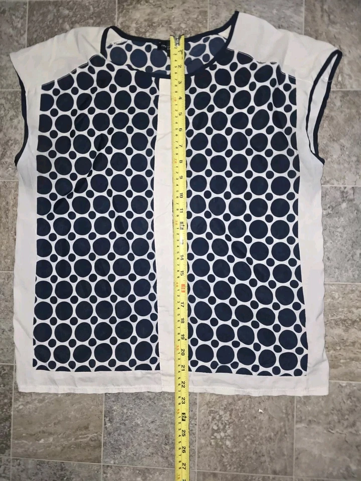 Blusa The Limited Mediana Mujer Azul/Blanco Sin Mangas Polkadot Camisa #927 Foto 2 de 4