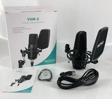 Movo VSM-5 Large Diaphragm XLR Studio Cardioid Condenser Microphone Shock Mount 
