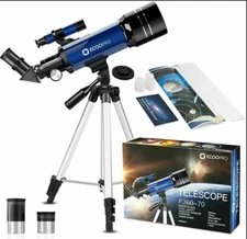 70mm Astronomy Refractor Telescope w/ Adjustable Tripod for Kids Beginner Adults