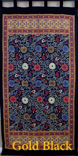 Tab Top Curtain Drape Sunflower Floral 44x88 Cotton Kitchen Door Panel Black Red - Picture 2 of 4