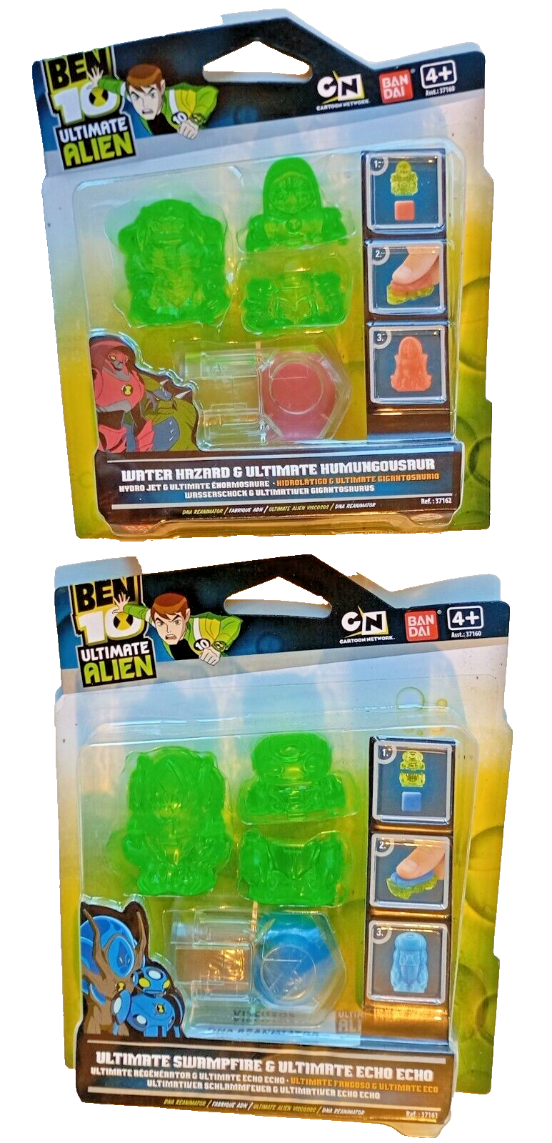 BEN 10 ULTIMATE ALIEN DNA REANIMATOR MFD BY BANDAI 2 SEALED PACKS OF 2 FIGURES