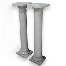 Paire De Colonnes En Marbre Blanc De Carrare Design Italien H 94cm