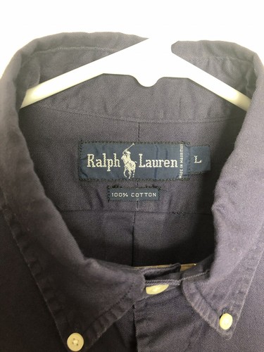 ralph lauren polo blue label mens button up dark blue 100% Cotton Made Mauritius - Picture 2 of 6