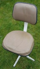 VINTAGE Chair RETRO Swivel EVERTAUT Genuine Leather MACHINIST'S Draughtsman's