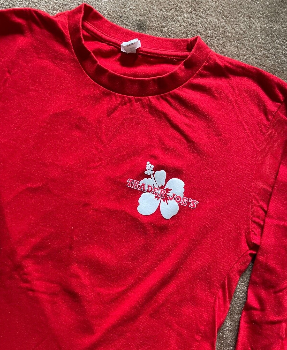 Trader Joe's Hibiscus Flower Employee Uniform Red Lon… Gem