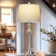 28.75" Silver Table Lamps for Living Room,3 Way Touch Control Table Lamp, Bed...