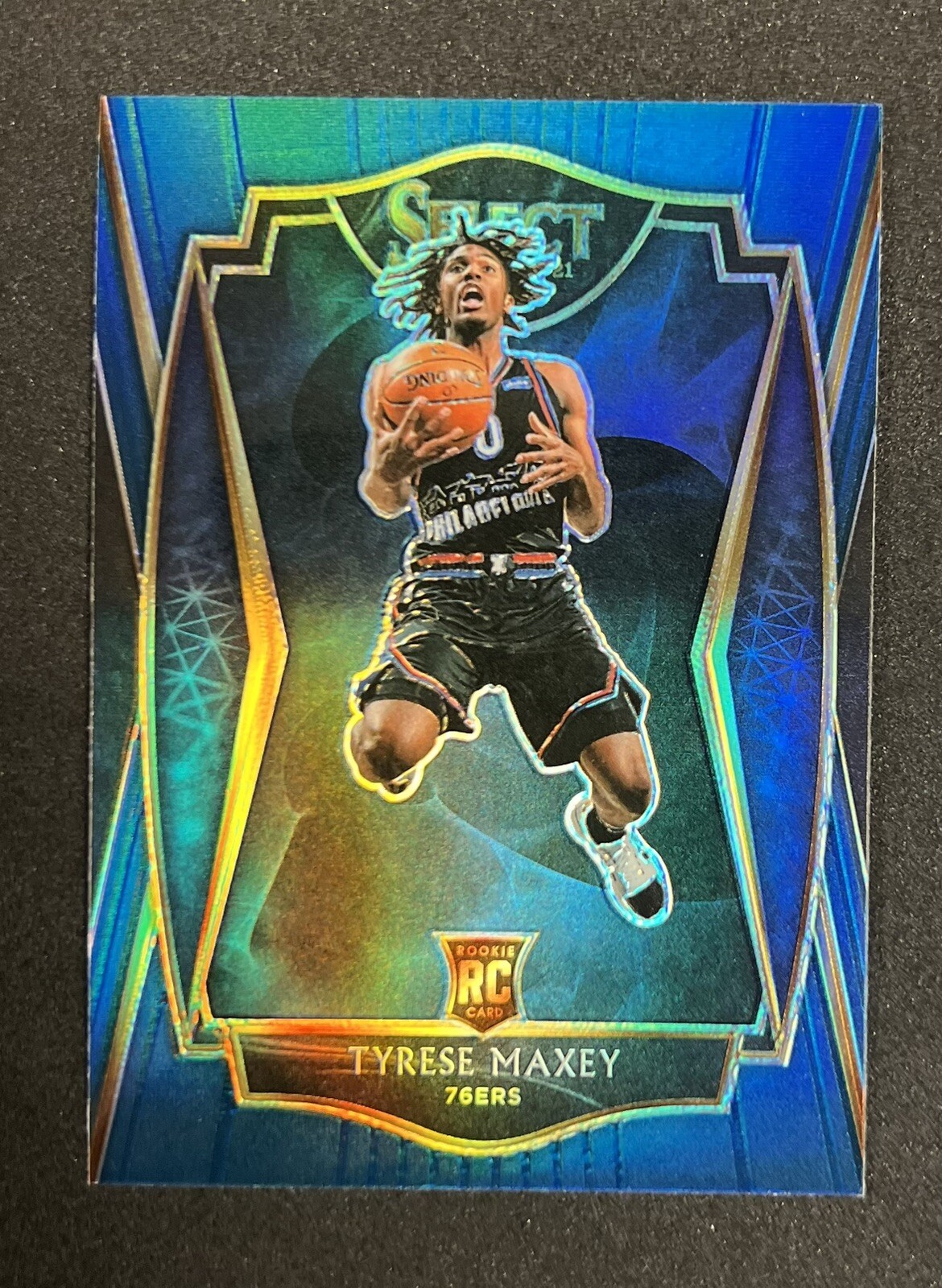 2020-21 Select Premier Level Blue Silver Tyrese Maxey Rookie #174 76ers