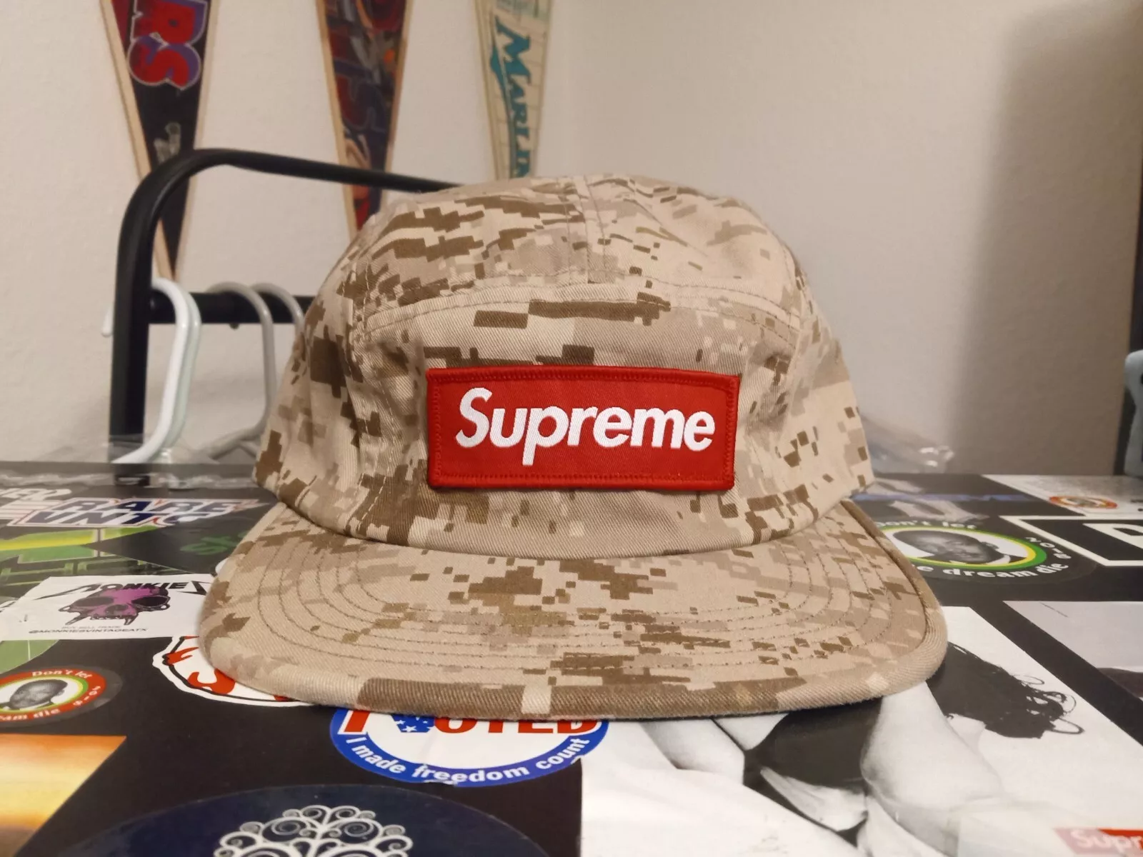 Cap de camp sergé Supreme NYCO Tan Digi camouflage FW17