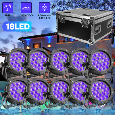 10x 270W Par Strahler DMX 18 LED 6in1 RGBW+UV Bühnenlicht IP65 Wasserdichte Show