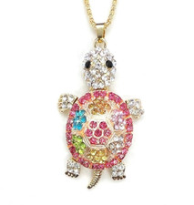 Pink Colorful TURTLE Pendant Necklace