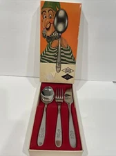 Vintage Kinderbesteck SMS Danish Das Schone Besteck Spoon Fork Knife Set-3