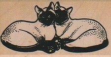 Siamese Twins 1 1/2 x 2 1/2" Rubber Stamp, Cat Stamp, Cat Lover Stamp