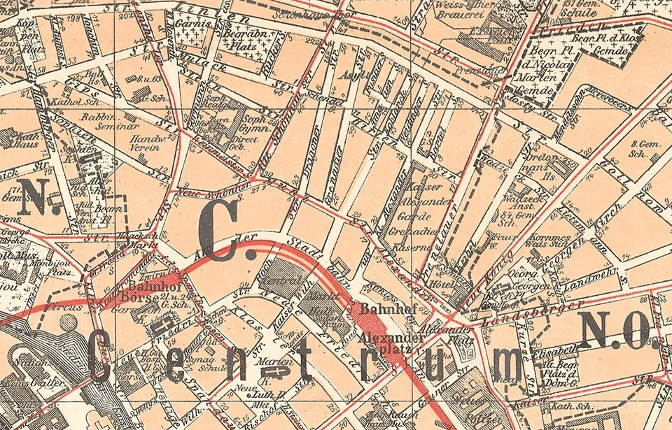 Berlin Historical City Map from 1897, Alexius Kießling, Vintage Print Poster - Image 2 of 2