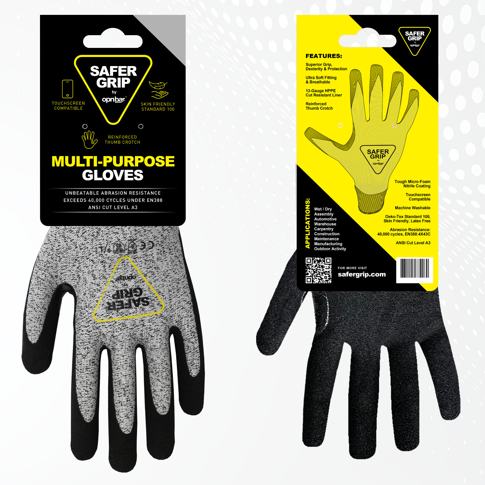 Nitrile Coated Work Gloves – A3 Cut Resistant w Touchscreen (2