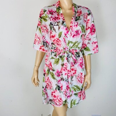 Show Me Your Mumu Womens Pink Belted Floral Robe Bathrobe One Size O/S