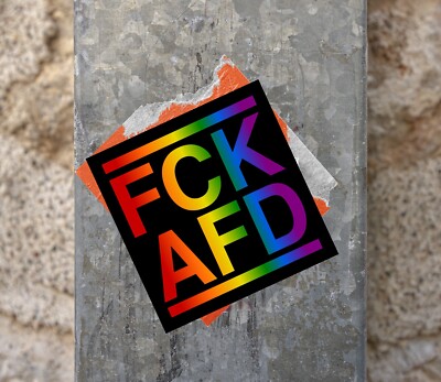 50xFCK AFD Sticker Aufkleber I GROß 10,5x10,5cm Regenbogen I Gegen Nazis! No NZS
