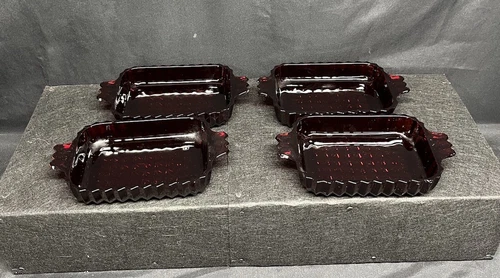A Beautiful Set Of 4 Vintage MCM Anchor Hocking Ruby Red Nut/Candy Dishes