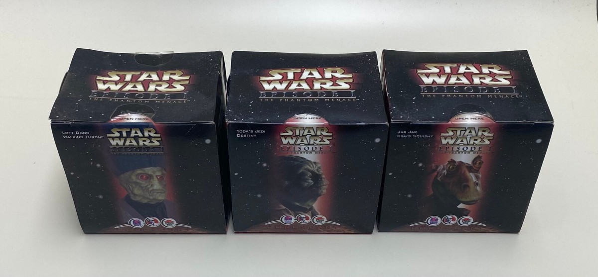 Star Wars The Phantom Menace Lot of 3 Pizza Hut Toys Jar Jar, Yoda