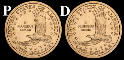 2000 D&P Sacagawea Native American Dollar US Mint Coins ''BU'' (2 Coin Set)