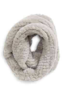 Faux Fur Infinity Scarf JOCELYN in Light Grey