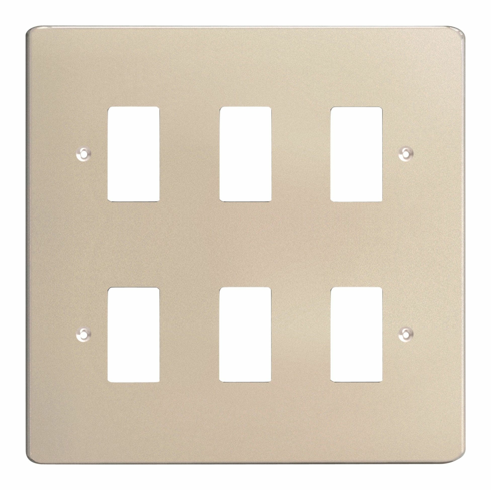 Varilight XDNPG6 PowerGrid Satin Chrome 6 Gang Grid Plate (Double Twin Plate)