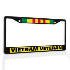 Metal License Plate Frame Vinyl Insert Vietnam Veteran F