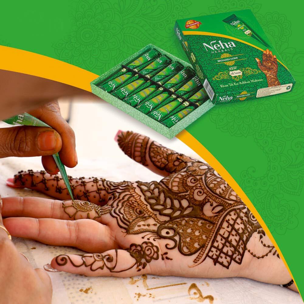 Neha Natural Oil Based Henna Mehandi Cones Free Mehandi Oil For