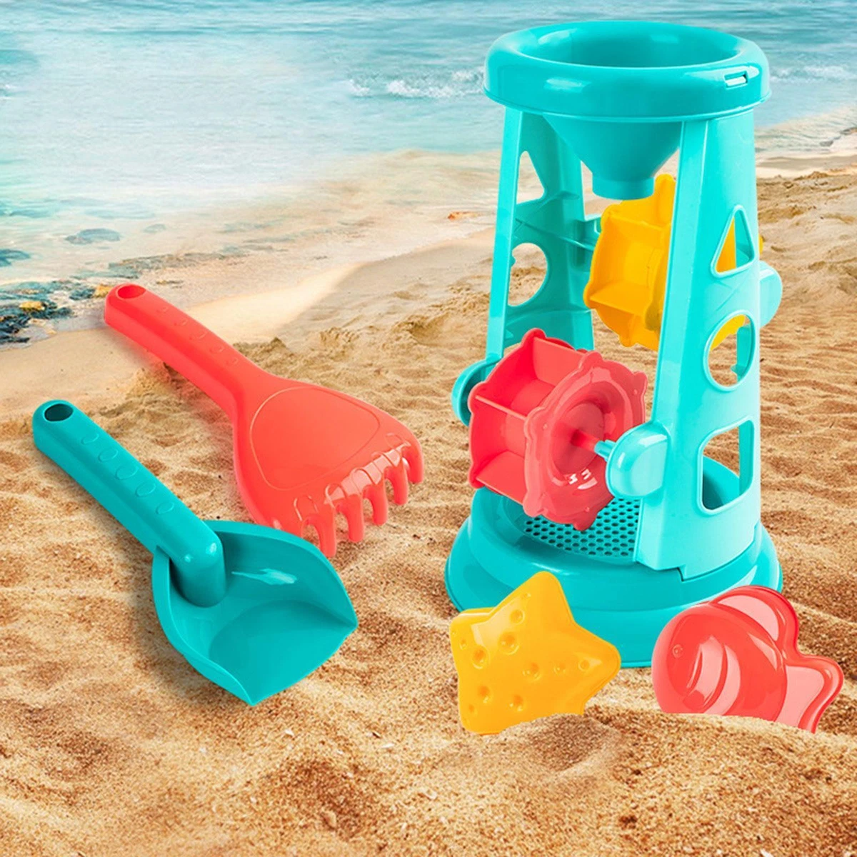 5 pièces enfants plage sable jouets ensemble eau sable roue jouet pour bac à