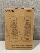 VTECH VG101-21 DECT 6.0 2-Handset Cordless Phone for Home, Blue-White Black